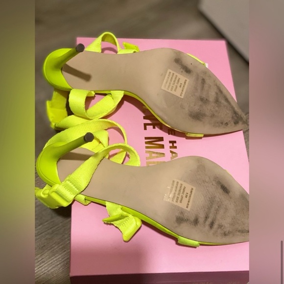 WINNIE HARLOW X STEVE MADDEN RUMPUNCH Neon Lime Green Strap Heels Size 6 - Picture 5 of 5